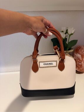 Designer inspired white & black purse